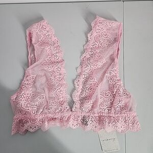 NEW Free People Intimately Hearts So Fine Lace Tank Bralette Size Large pink